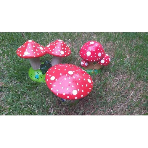 Enfeite de Jardim - Kit com 3 Cogumelos em Cerâmica