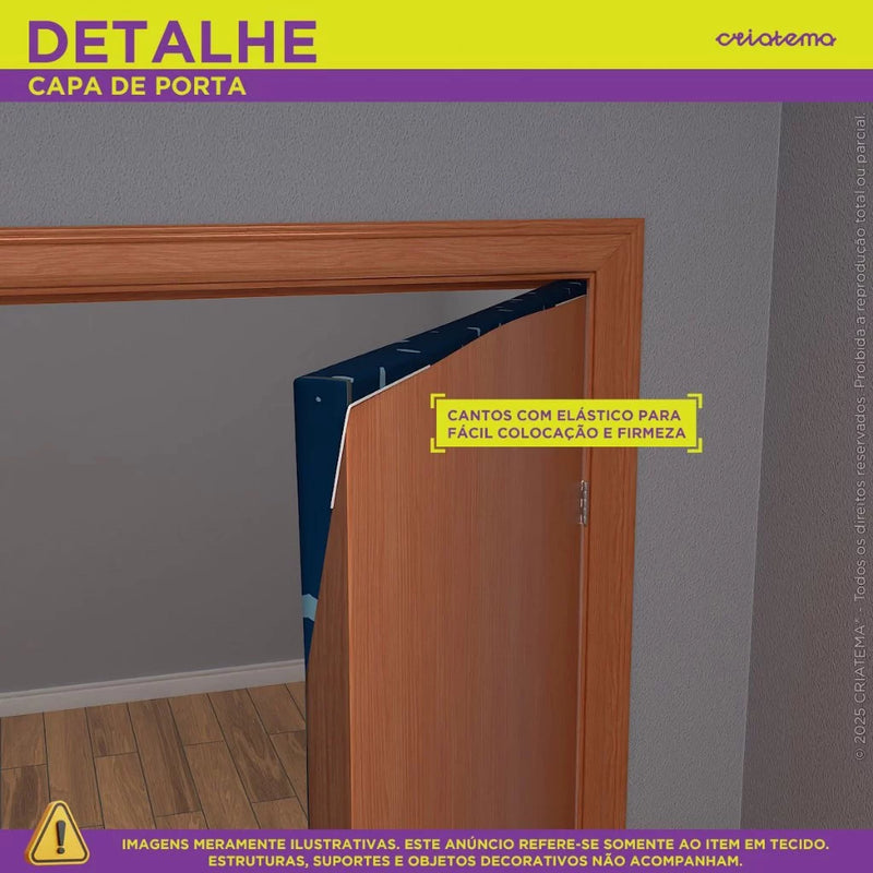 Capa de Porta Decoração de Natal para Casa Tecido Sublimado Porta C/Elástico