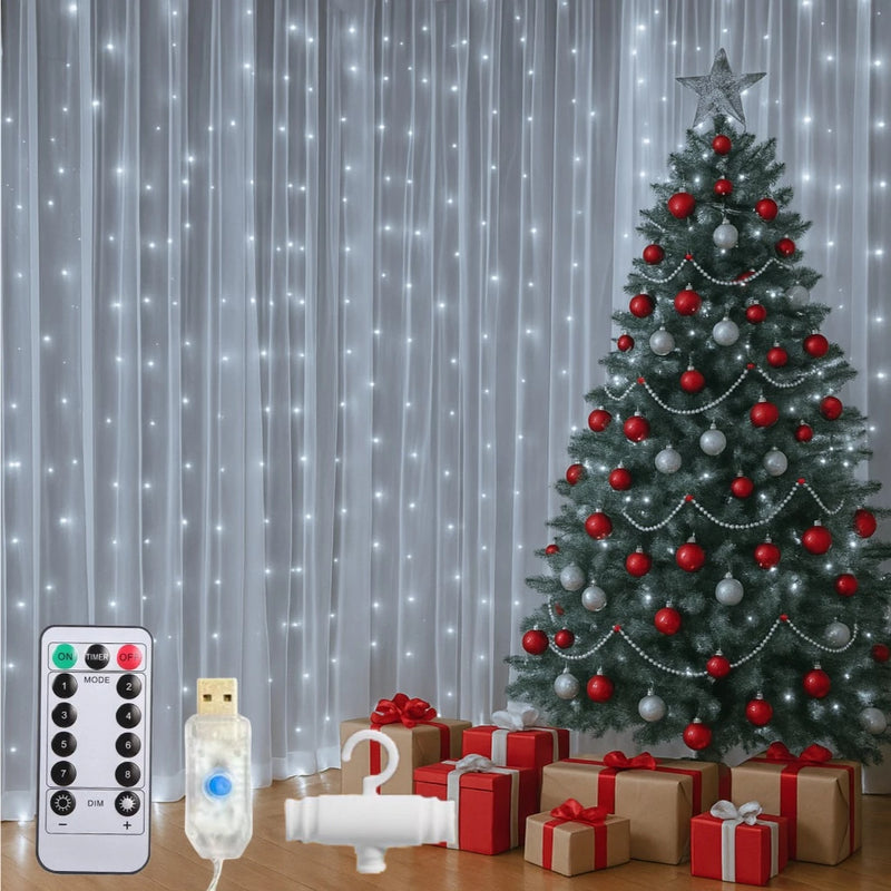 Cortina de Luzes Fadas LED – Pisca-Pisca Decorativo com Controle Remoto 3x3 M