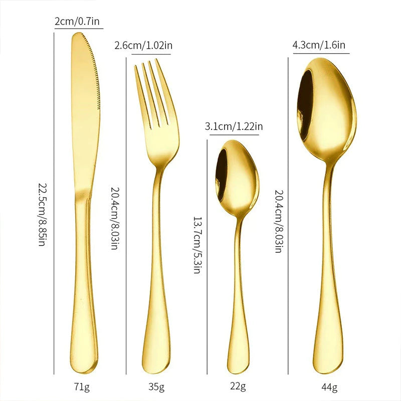 Kit Faqueiro Maleta De Talheres Inox 24 Peças Com Dourado Chique