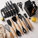 Kit 19 Peças de Utensílios de Cozinha em Silicone com Cabo de Madeira – Larus Home